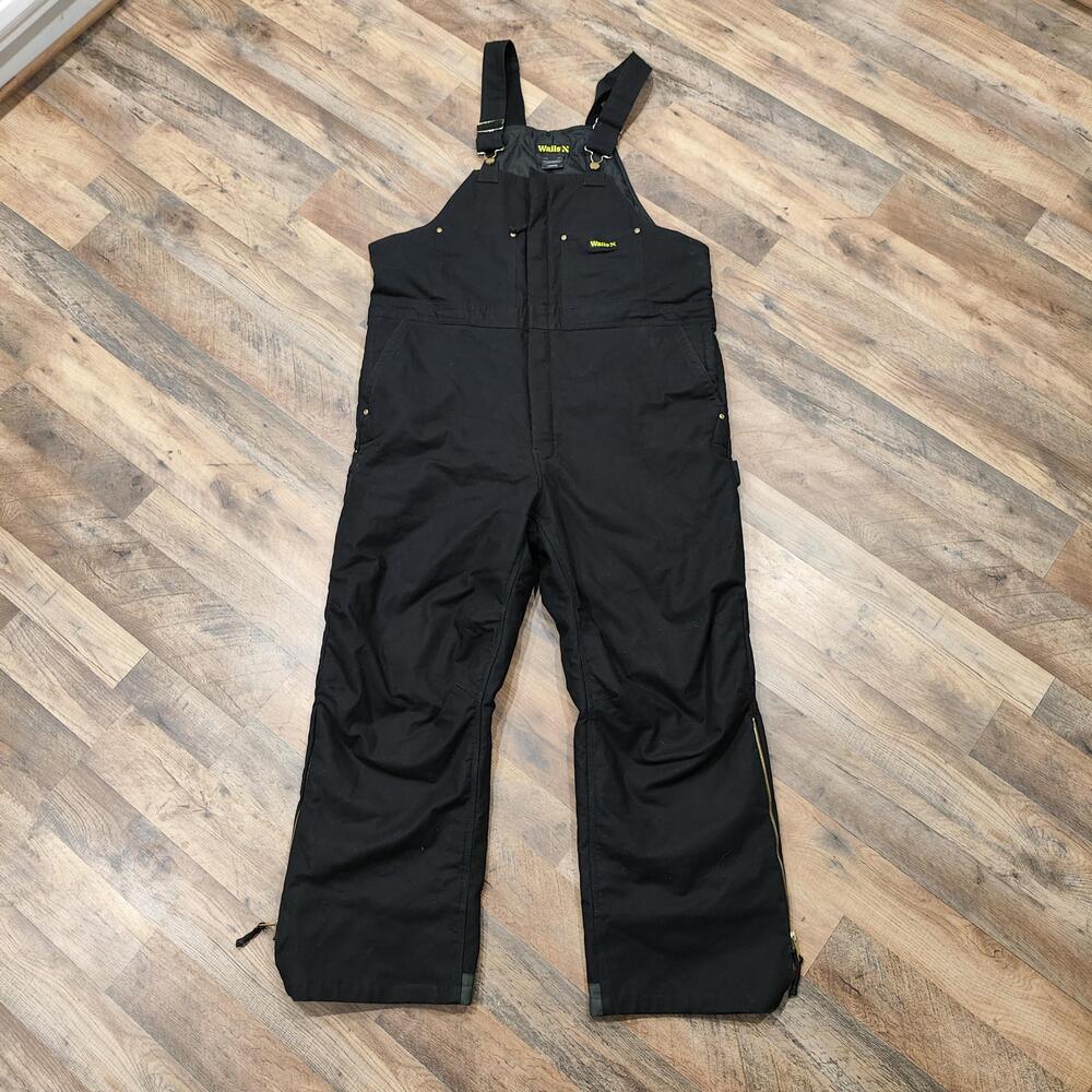 Walls Bib Overalls Mens XL Regular Black Canvas Insulated Workwear Zip Leg